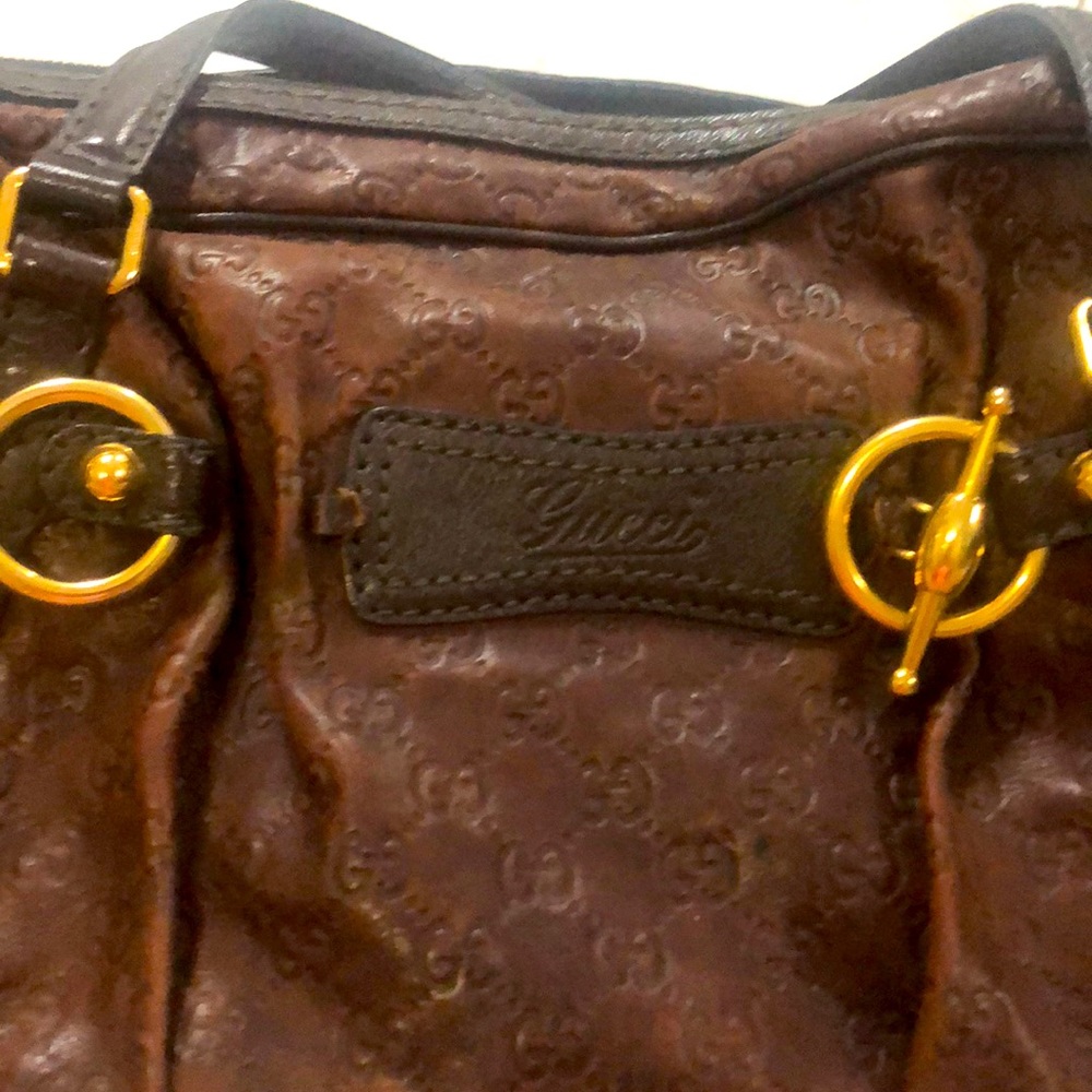 All leather brown Gucci bag/carry on with gold hardware. RARE. Bought in Aruba